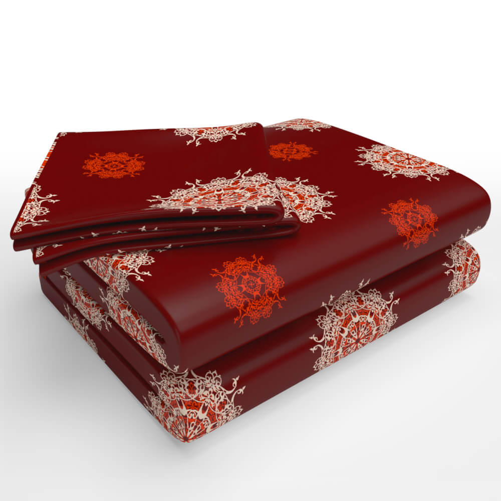 best maroon mandala cotton folded double bed bedsheets